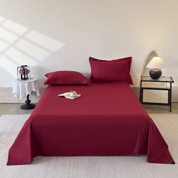 91家纺网 家纺一手货源 找家纺 梵克保罗 2026新款全棉60S长绒棉立体厚织提花单床单 大红