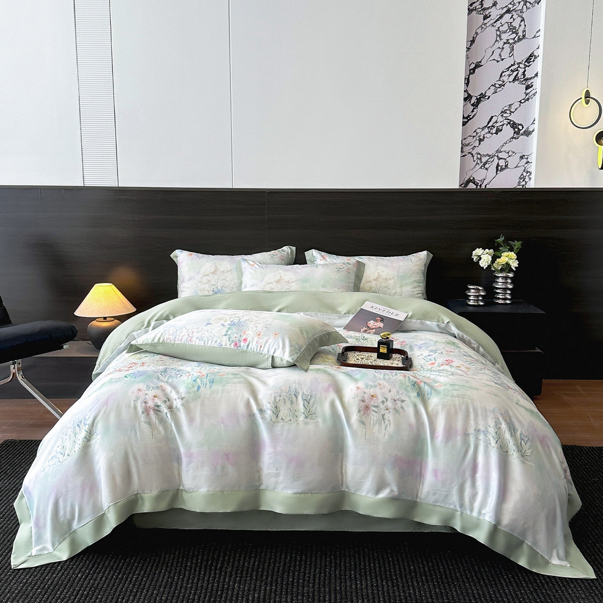 迷尚家居 2026新款100%莱赛尔数码印花四件套 春野序绿-被套款