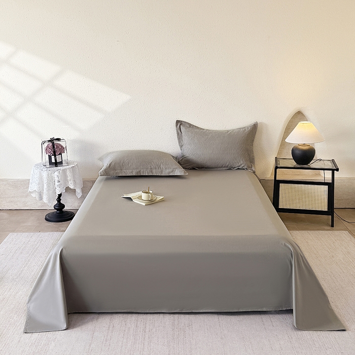 91家纺网 家纺一手货源 找家纺 梵克保罗 2026新款全棉60S长绒棉立体厚织提花单床单 太空灰