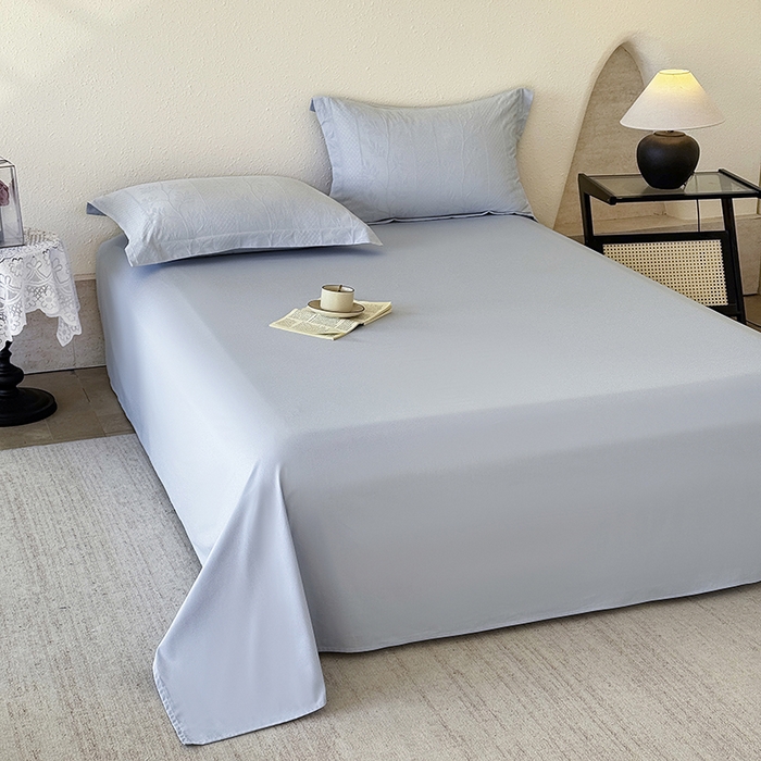 91家纺网 家纺一手货源 找家纺 梵克保罗 2026新款全棉60S长绒棉立体厚织提花单床单 云水蓝