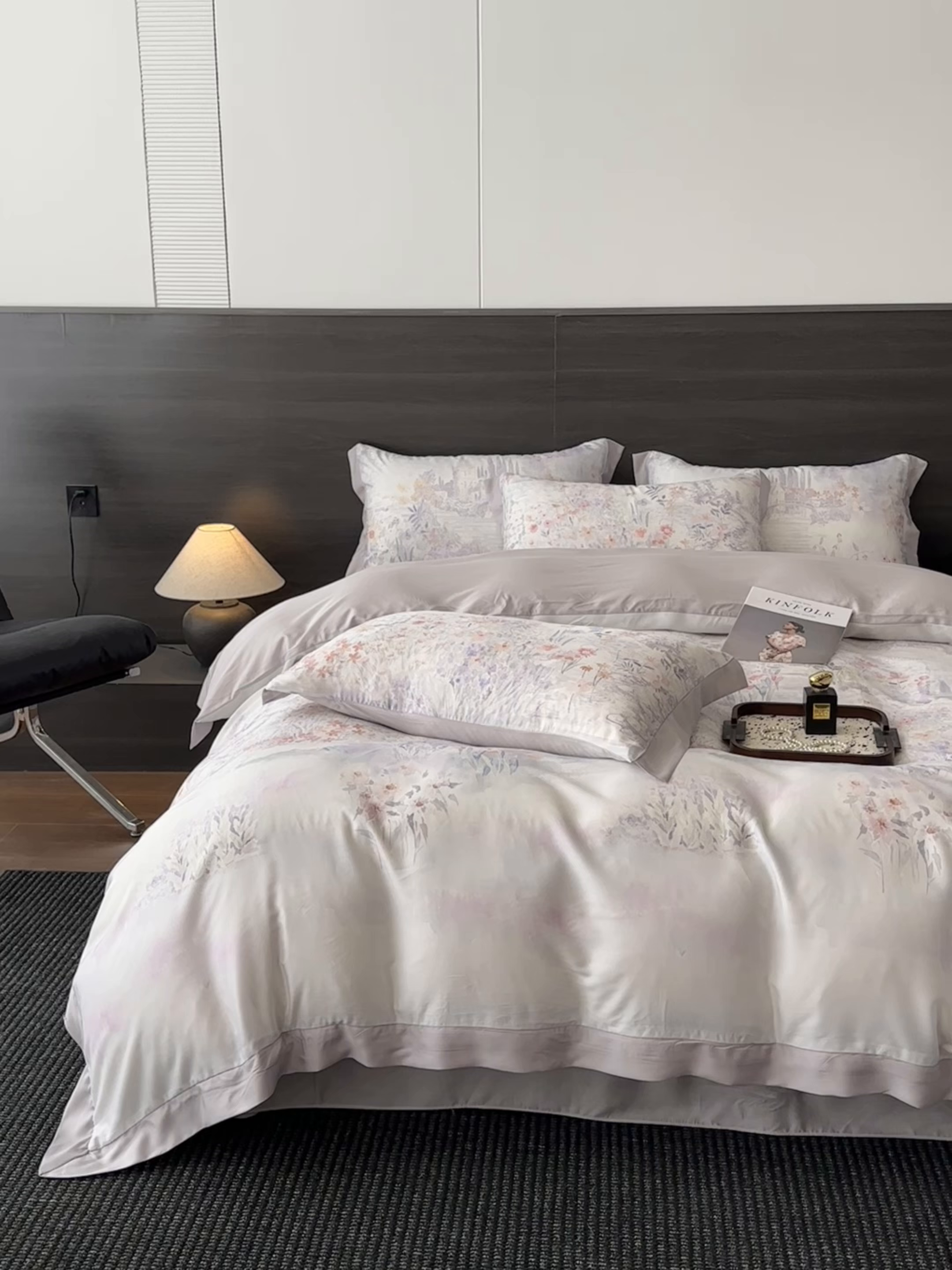 91家纺网 家纺一手货源 找家纺 迷尚家居 2026新款100%莱赛尔数码印花四件套 春野序紫-被套款