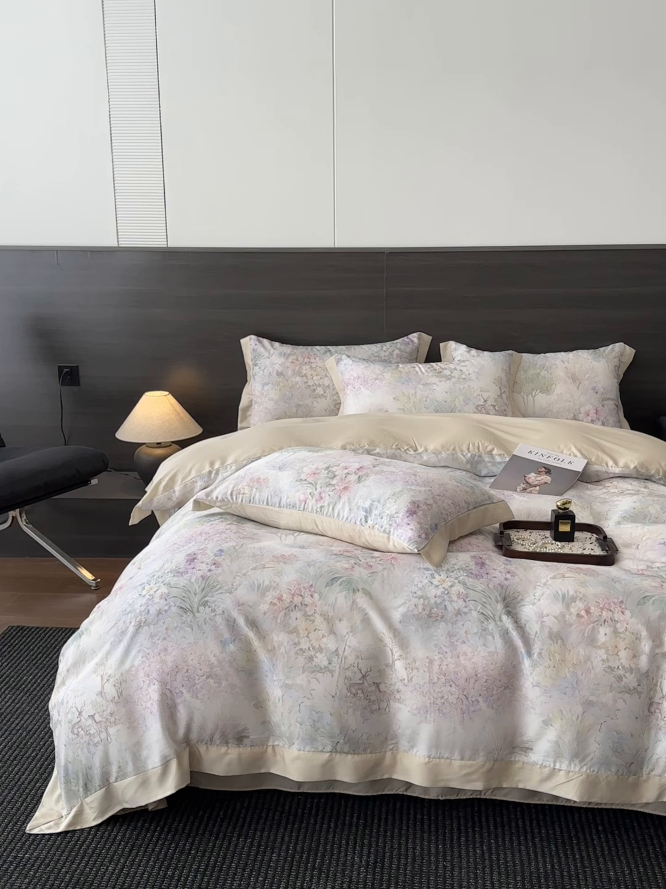 91家纺网 家纺一手货源 找家纺 迷尚家居 2026新款100%莱赛尔数码印花四件套 林间鹿语-被套款