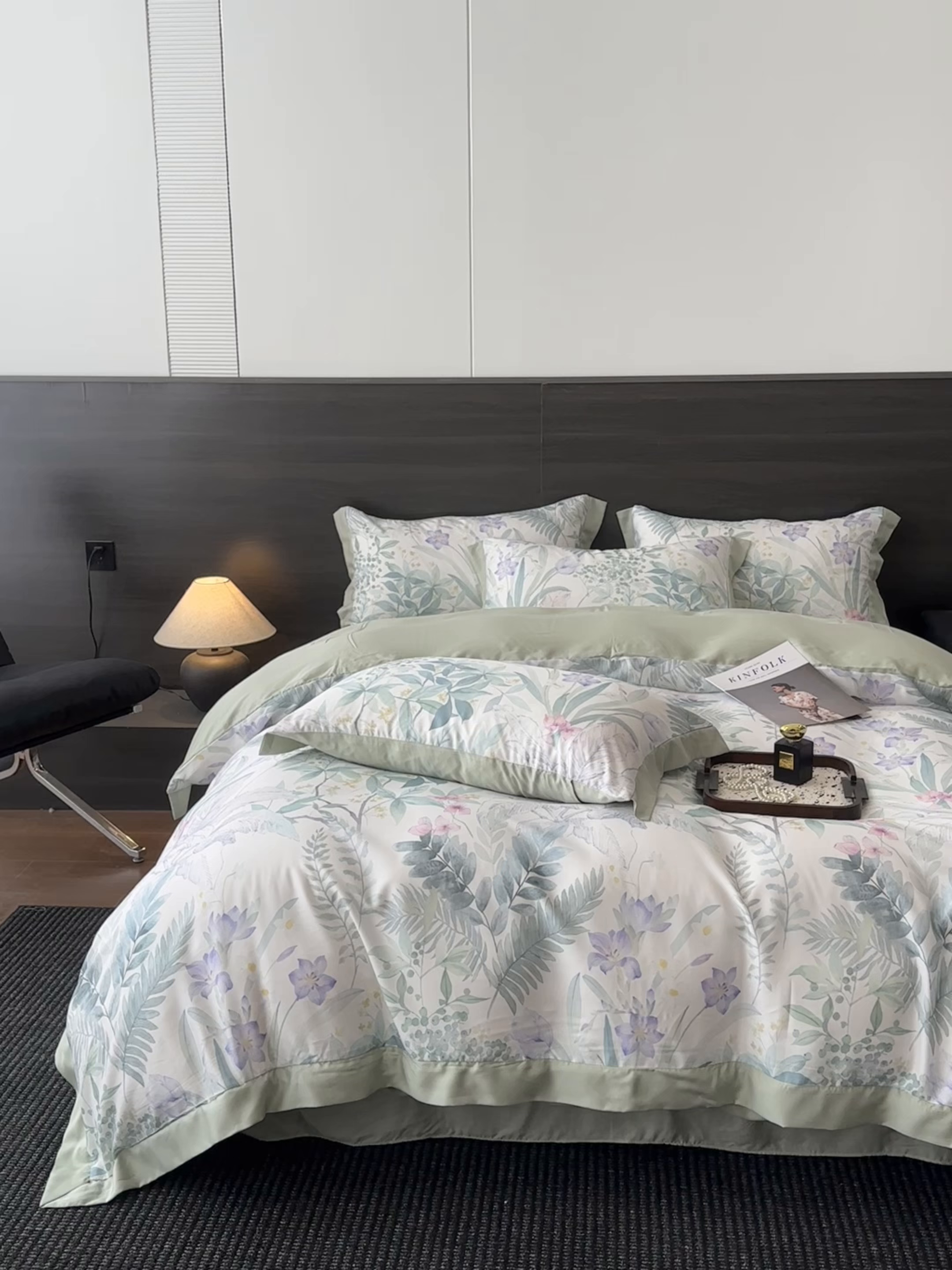 91家纺网 家纺一手货源 找家纺 迷尚家居 2026新款100%莱赛尔数码印花四件套 蔓行-被套款