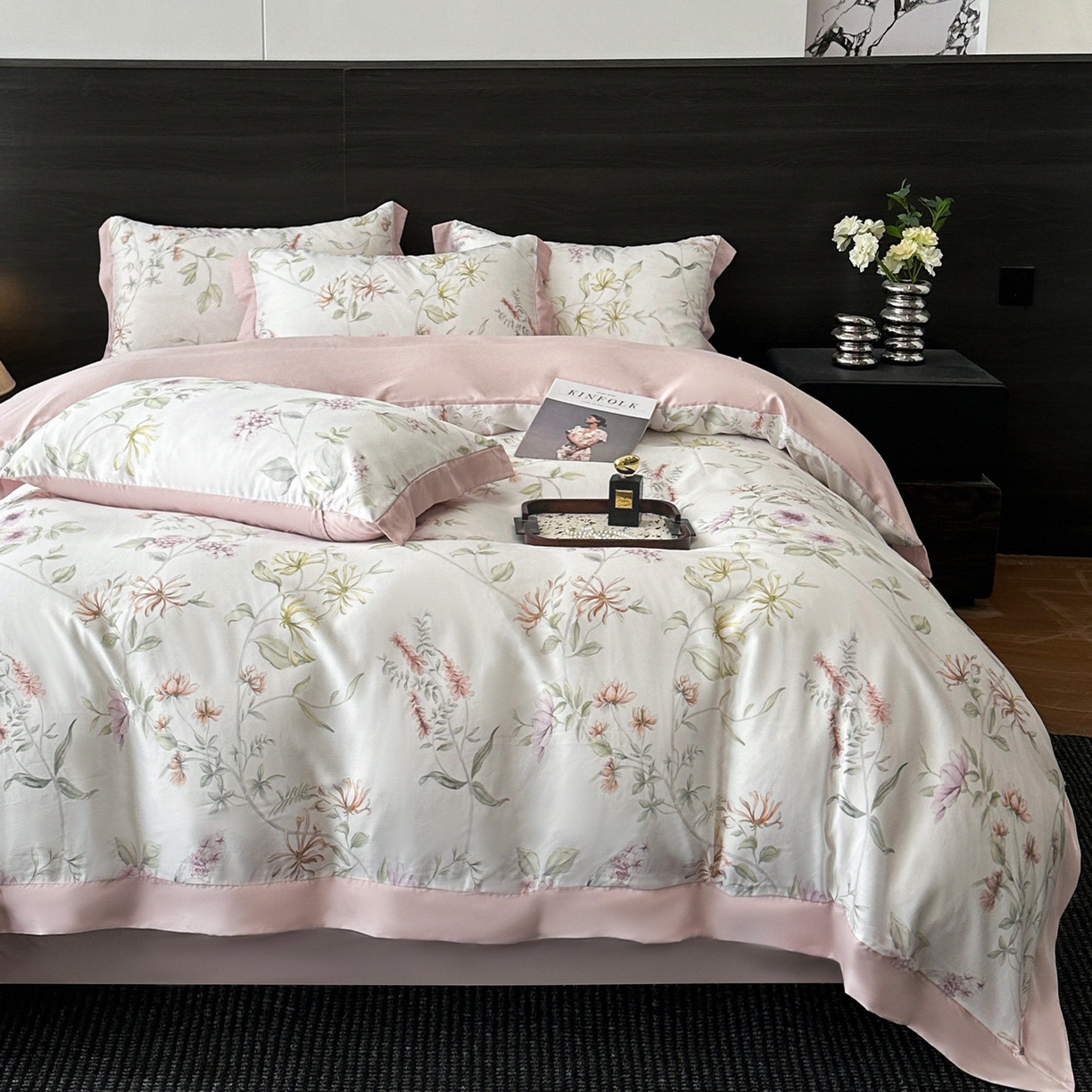 91家纺网 家纺一手货源 找家纺 迷尚家居 2026新款100%莱赛尔数码印花四件套 慕枝-被套款