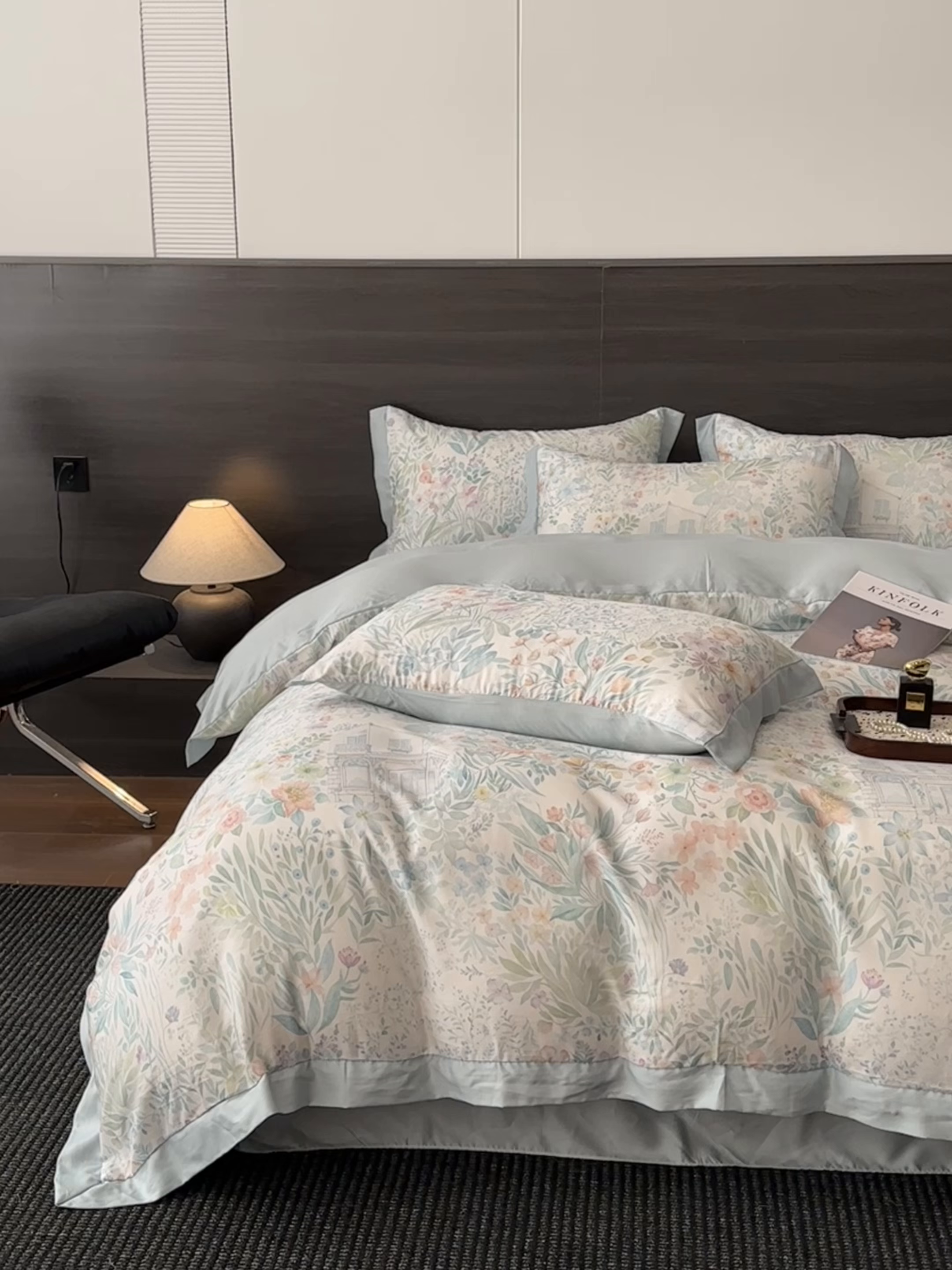 91家纺网 家纺一手货源 找家纺 迷尚家居 2026新款100%莱赛尔数码印花四件套 森慢屿-被套款