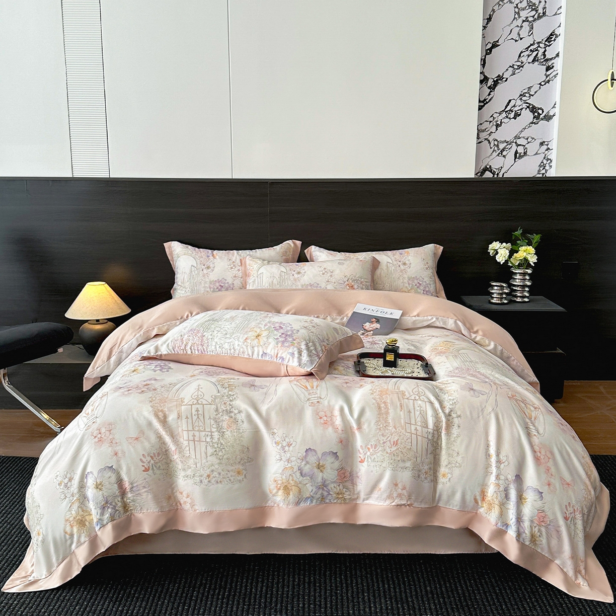 迷尚家居 2026新款100%莱赛尔数码印花四件套 星纱花庭-被套款