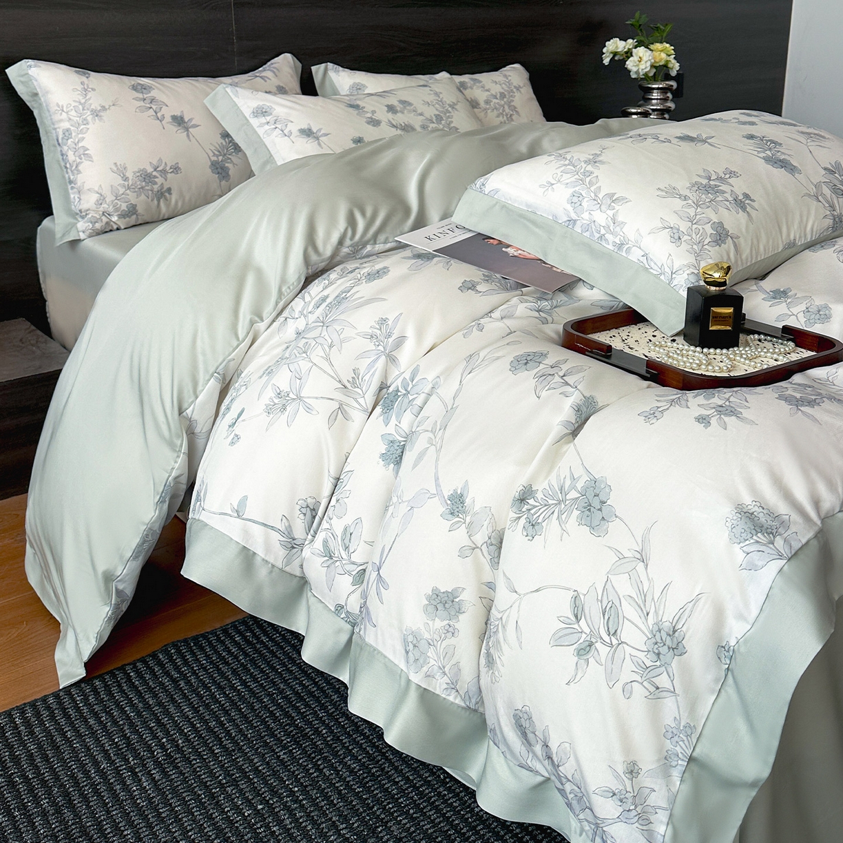 91家纺网 家纺一手货源 找家纺 迷尚家居 2026新款100%莱赛尔数码印花四件套 源序-被套款