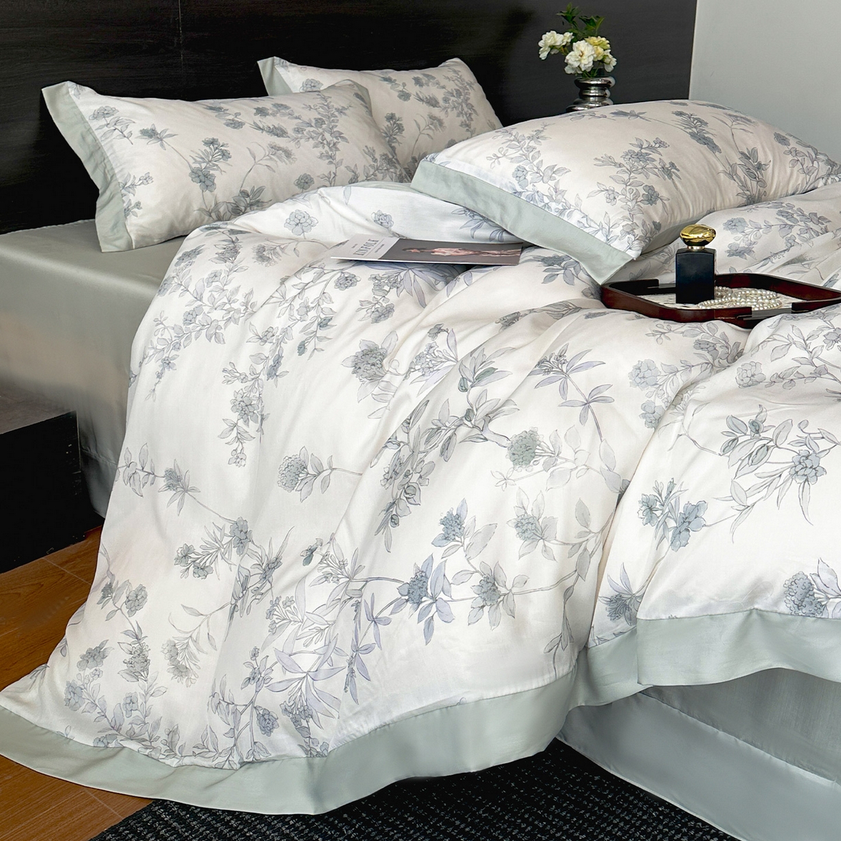 91家纺网 家纺一手货源 找家纺 迷尚家居 2026新款100%莱赛尔数码印花四件套 源序-被套款