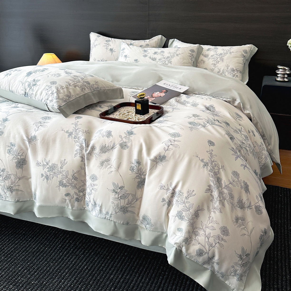 91家纺网 家纺一手货源 找家纺 迷尚家居 2026新款100%莱赛尔数码印花四件套 源序-被套款