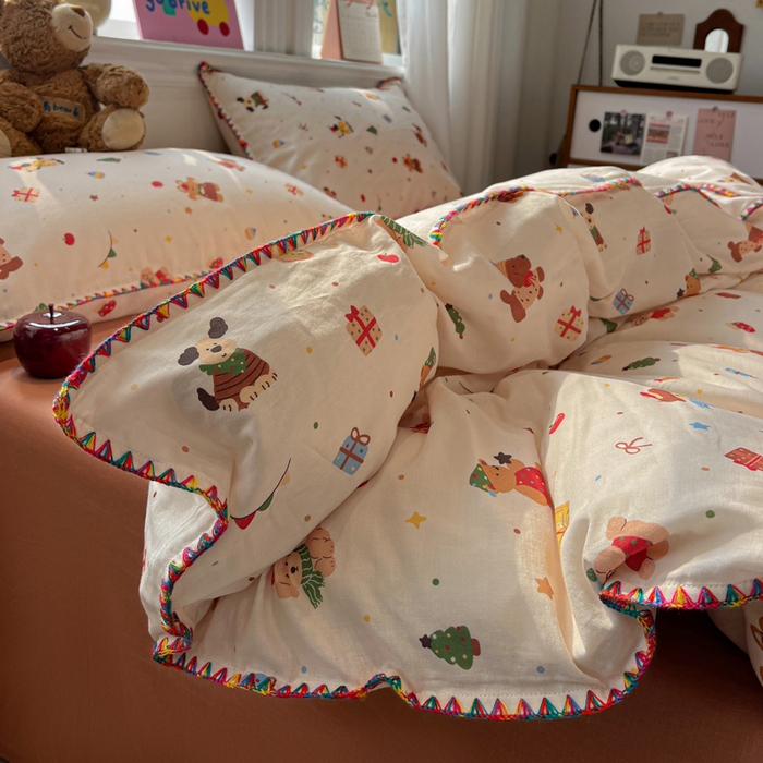 91家纺网 家纺一手货源 找家纺 （总）忆生活家纺 2026新款A类全棉有氧双层纱贝壳边三角针四件套