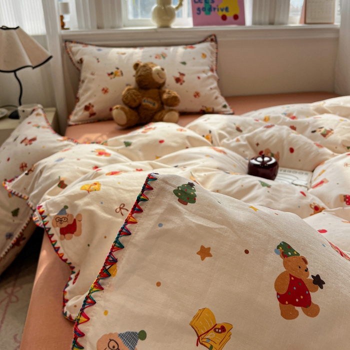 91家纺网 家纺一手货源 找家纺 （总）忆生活家纺 2026新款A类全棉有氧双层纱贝壳边三角针四件套