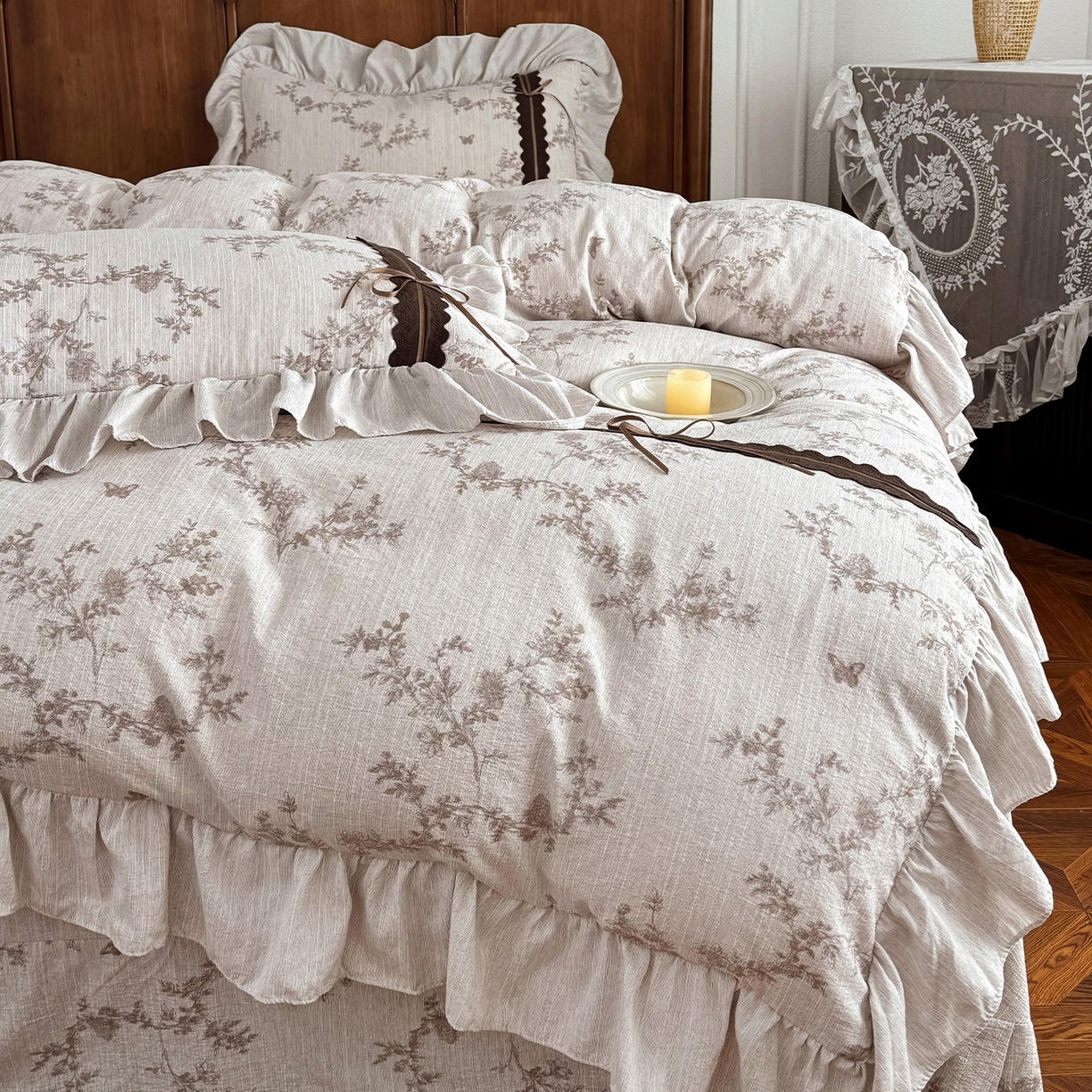 91家纺网 家纺一手货源 找家纺 （总）迷尚家居 2026新款提花色织麻花边四件套