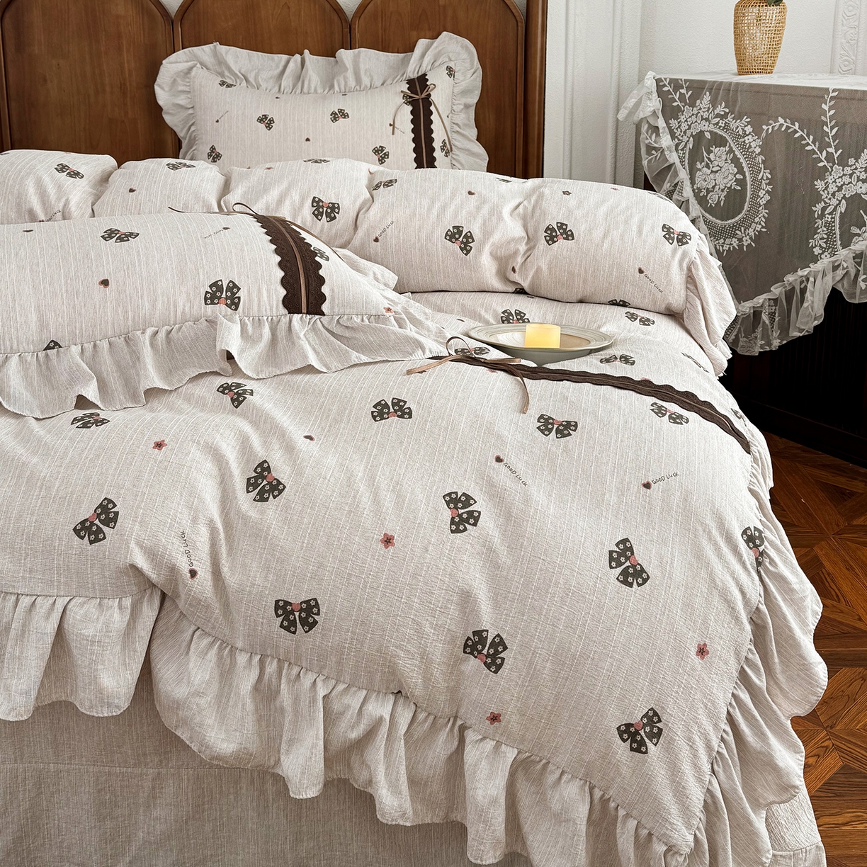 91家纺网 家纺一手货源 找家纺 （总）迷尚家居 2026新款提花色织麻花边四件套