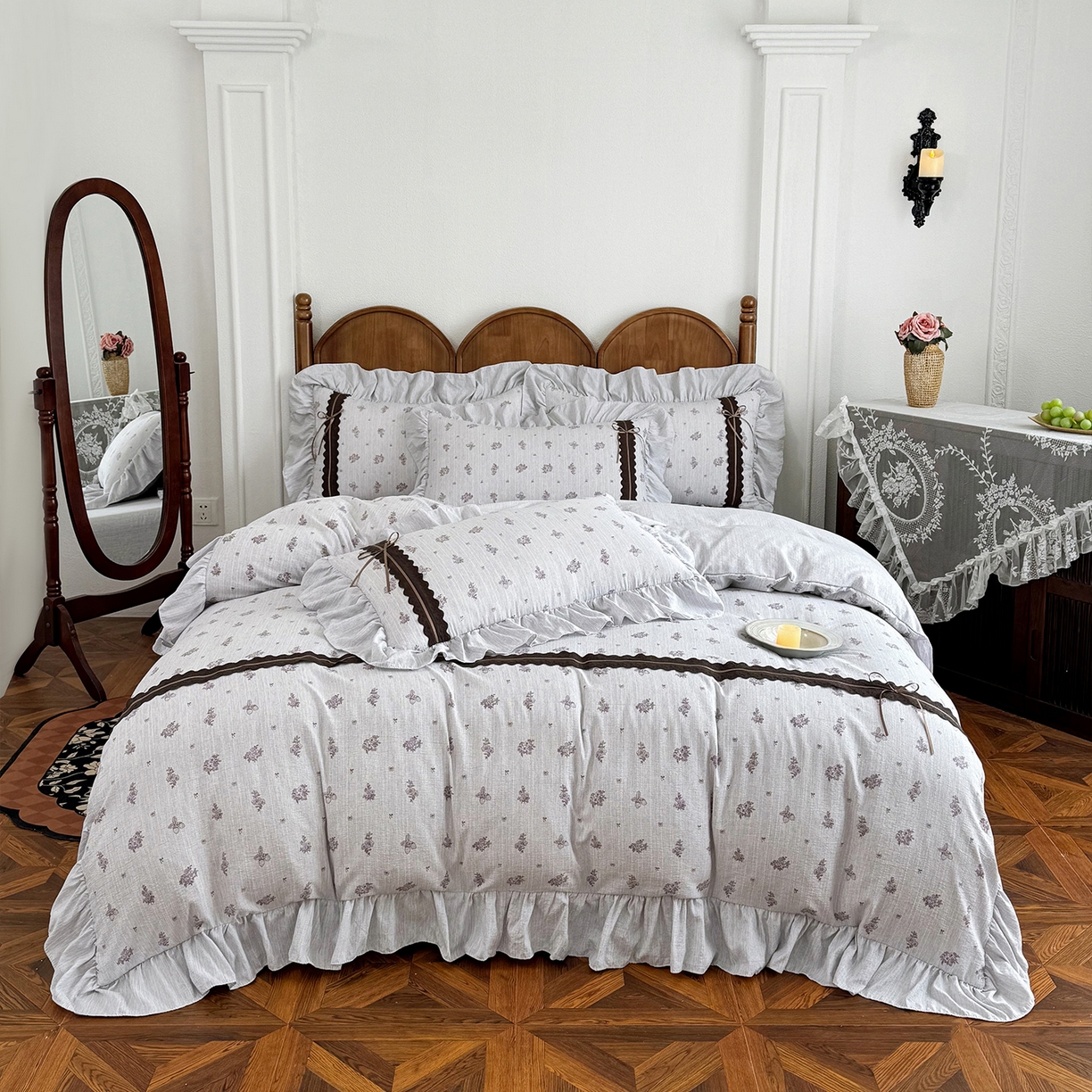 91家纺网 家纺一手货源 找家纺 迷尚家居 2026新款提花色织麻花边四件套 野餐