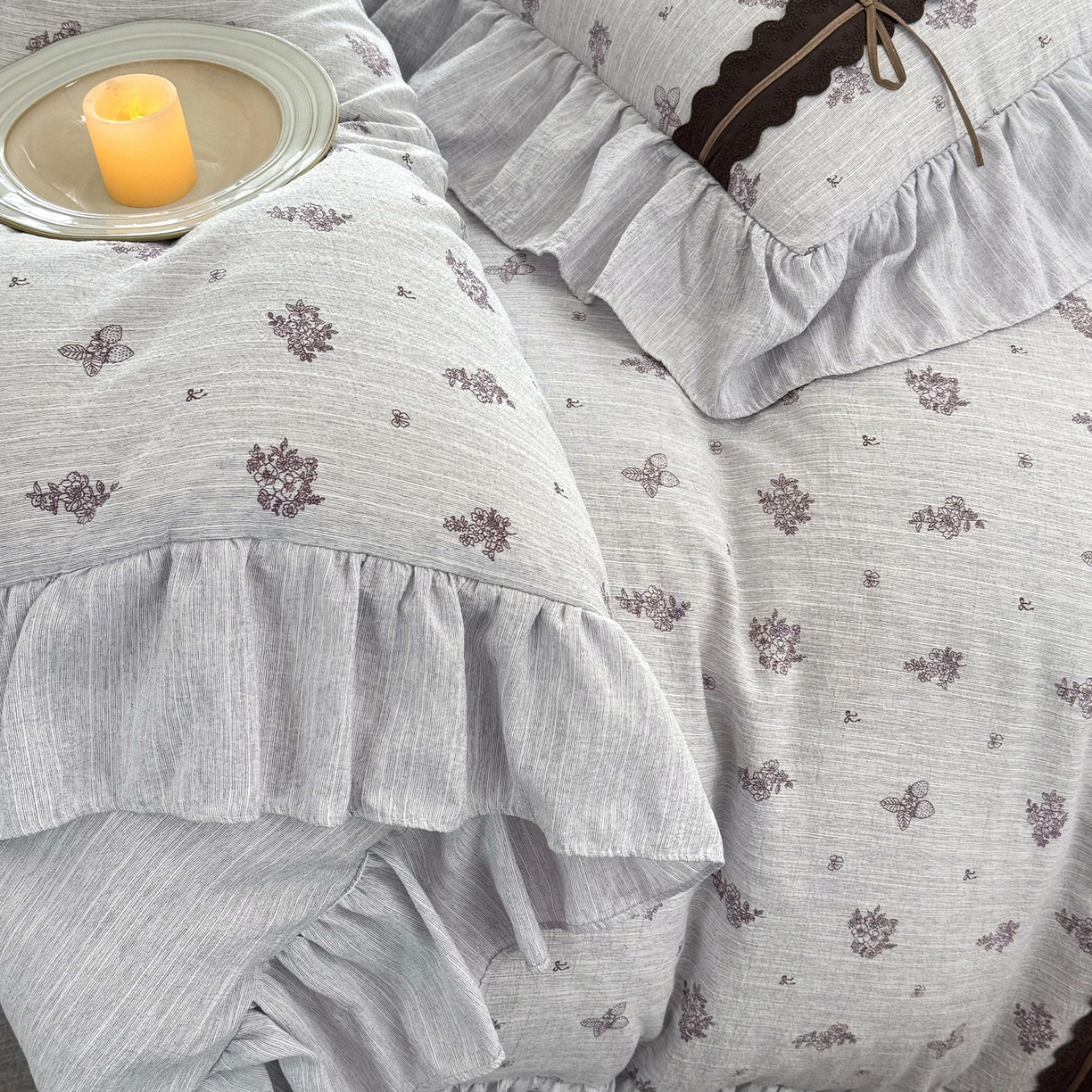 91家纺网 家纺一手货源 找家纺 迷尚家居 2026新款提花色织麻花边四件套 野餐