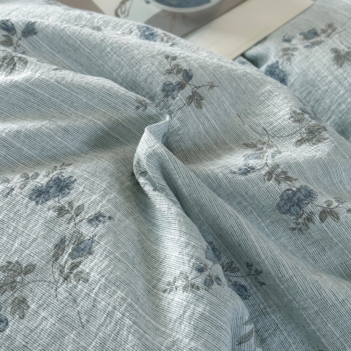 91家纺网 家纺一手货源 找家纺 迷尚家居 2026新款提花色织麻花边四件套 小兰花绿