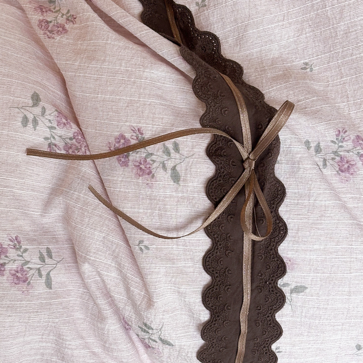 91家纺网 家纺一手货源 找家纺 迷尚家居 2026新款提花色织麻花边四件套 云溪粉