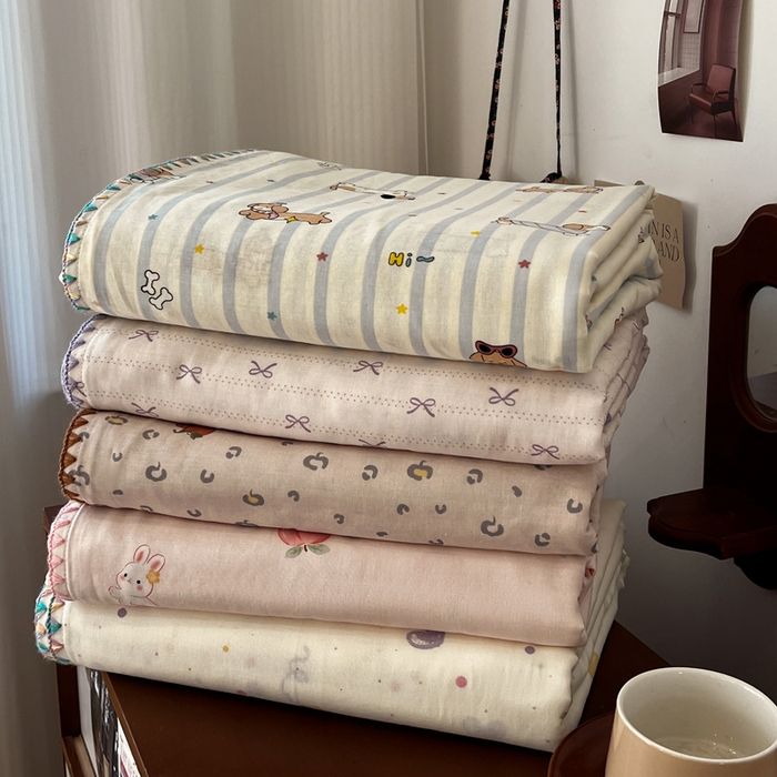 忆生活家纺 2026新款A类全棉有氧双层纱贝壳边三角针四件套 组合图