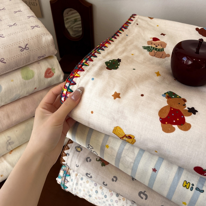 91家纺网 家纺一手货源 找家纺 忆生活家纺 2026新款A类全棉有氧双层纱贝壳边三角针四件套 组合图