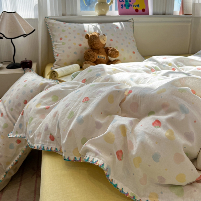 91家纺网 家纺一手货源 找家纺 （总）忆生活家纺 2026新款A类全棉有氧双层纱贝壳边三角针四件套