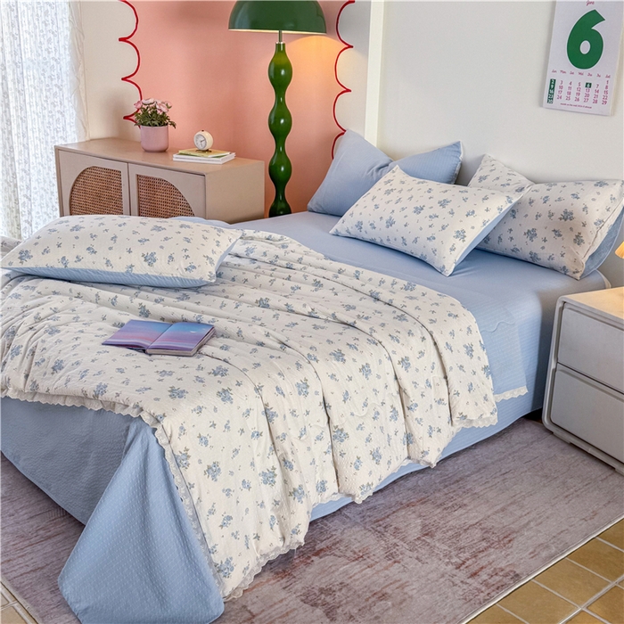 艺菲阁家纺 2026新款A类泡芙棉夏凉被被子被芯 蓝雪草