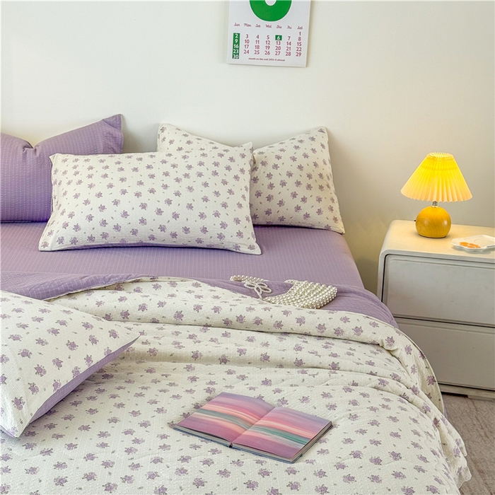 91家纺网 家纺一手货源 找家纺 艺菲阁家纺 2026新款A类泡芙棉夏凉被被子被芯 芋泥花束