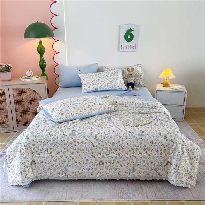 艺菲阁家纺 2026新款A类泡芙棉夏凉被被子被芯 花鏡人偶