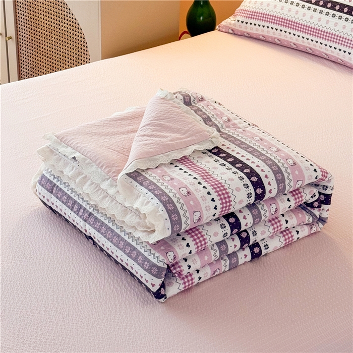 91家纺网 家纺一手货源 找家纺 艺菲阁家纺 2026新款A类泡芙棉夏凉被被子被芯 猫咪集-粉