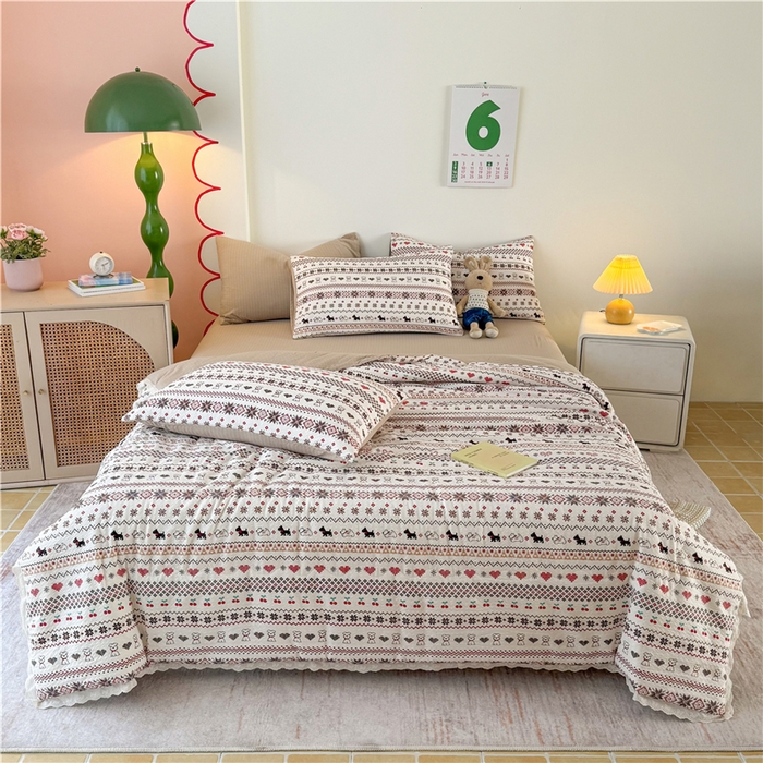 艺菲阁家纺 2026新款A类泡芙棉夏凉被被子被芯 萌物条条