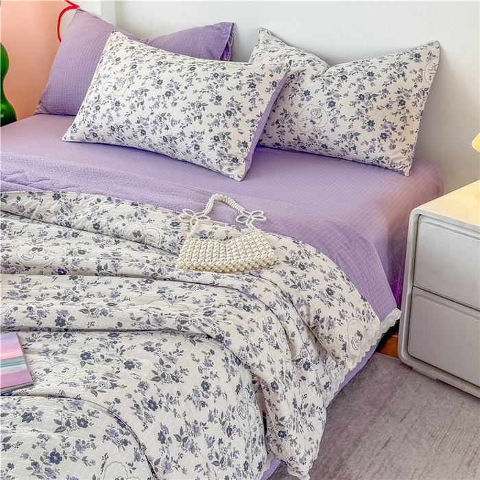 91家纺网 家纺一手货源 找家纺 艺菲阁家纺 2026新款A类泡芙棉夏凉被被子被芯 小猫秘境灰