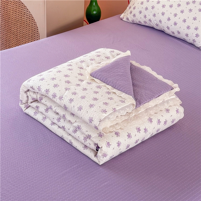 91家纺网 家纺一手货源 找家纺 艺菲阁家纺 2026新款A类泡芙棉夏凉被被子被芯 芋泥花束