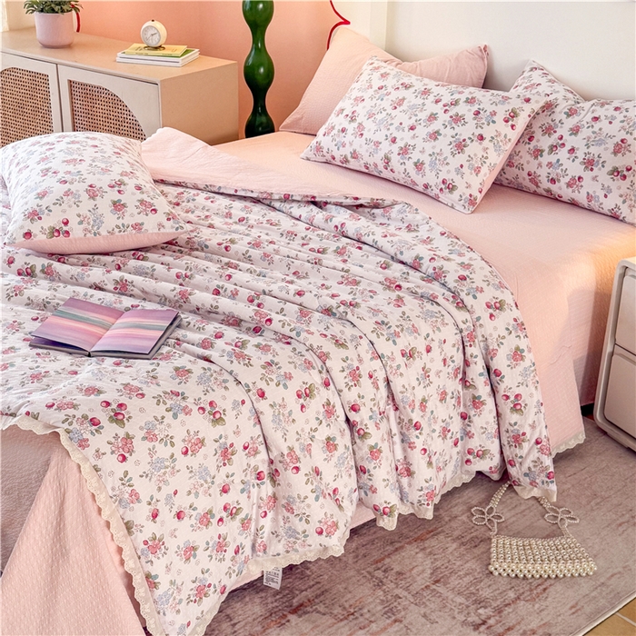 艺菲阁家纺 2026新款A类泡芙棉夏凉被被子被芯 樱果漫