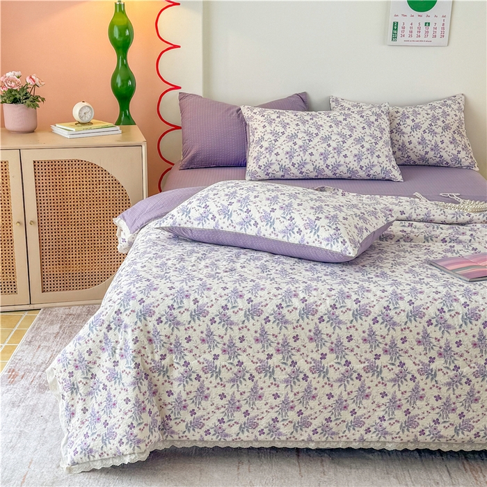 艺菲阁家纺 2026新款A类泡芙棉夏凉被被子被芯 紫雾花蝶集