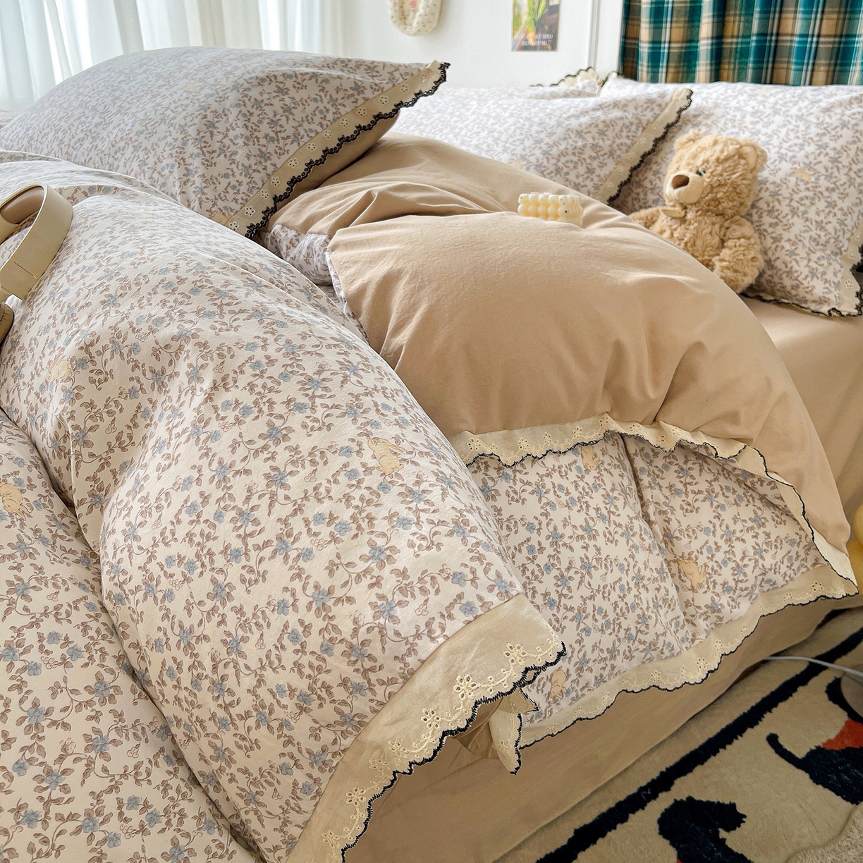 91家纺网 家纺一手货源 找家纺 （总）金梦拉家纺 2026春夏新款古法水洗棉花边系列四件套