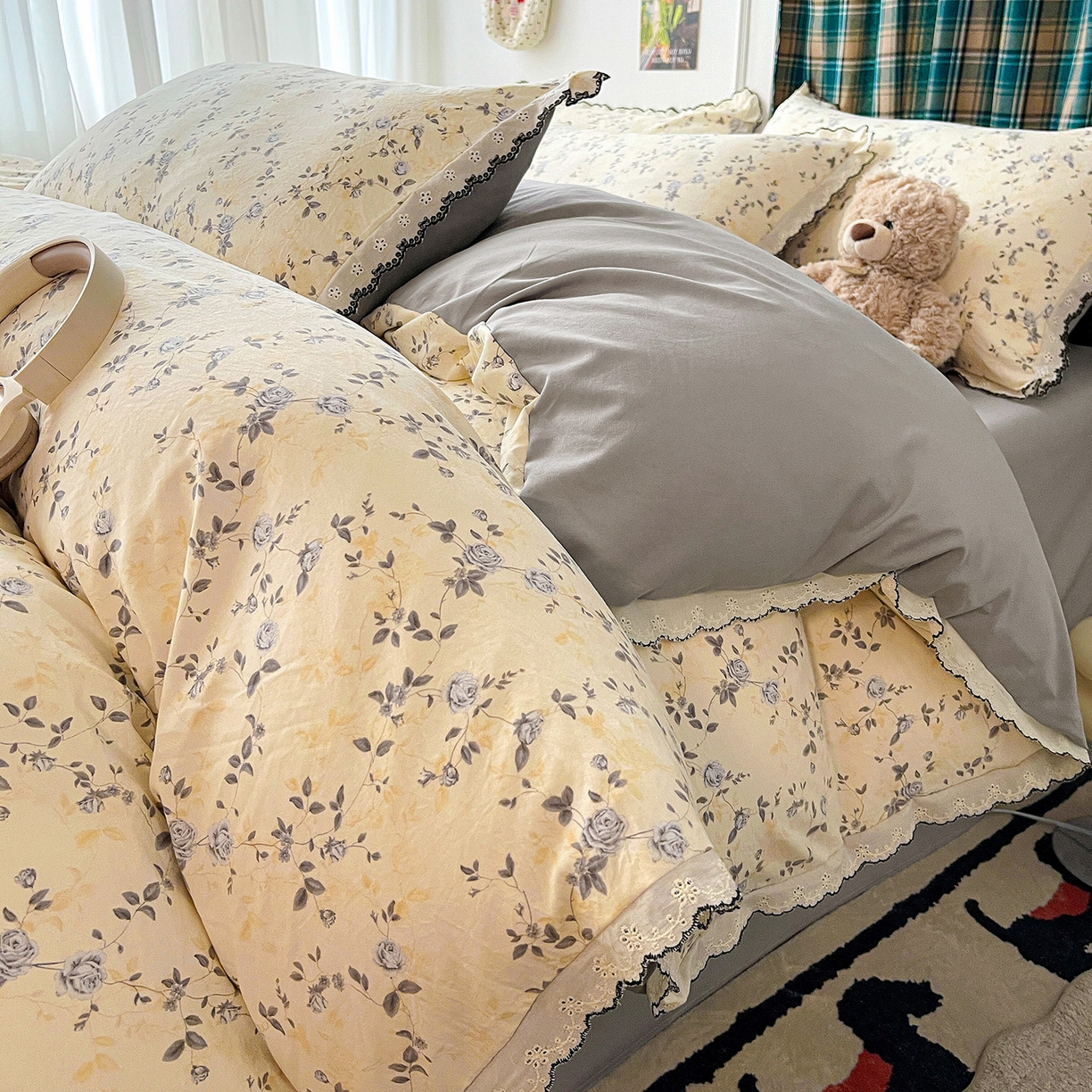 91家纺网 家纺一手货源 找家纺 （总）金梦拉家纺 2026春夏新款古法水洗棉花边系列四件套