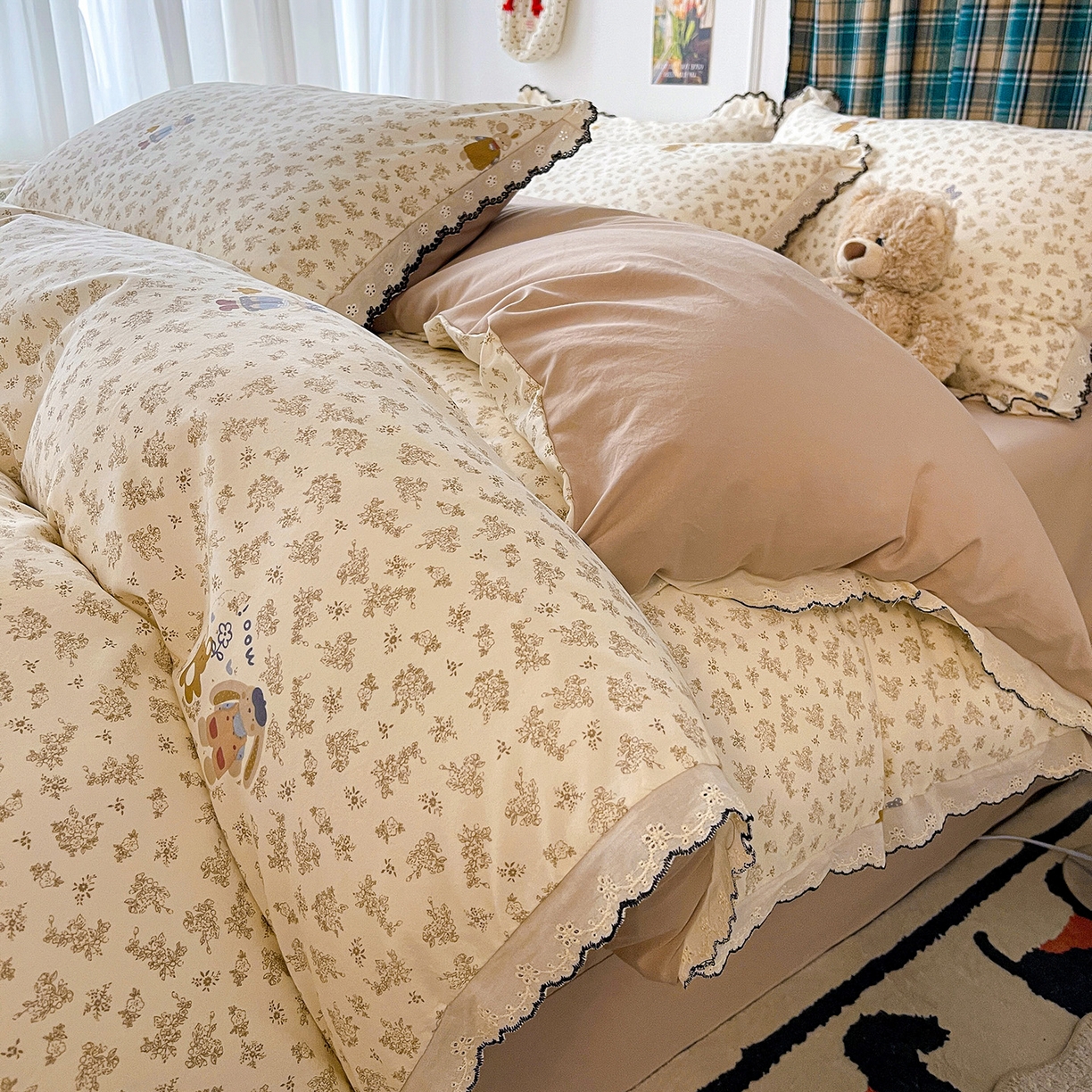 91家纺网 家纺一手货源 找家纺 （总）金梦拉家纺 2026春夏新款古法水洗棉花边系列四件套