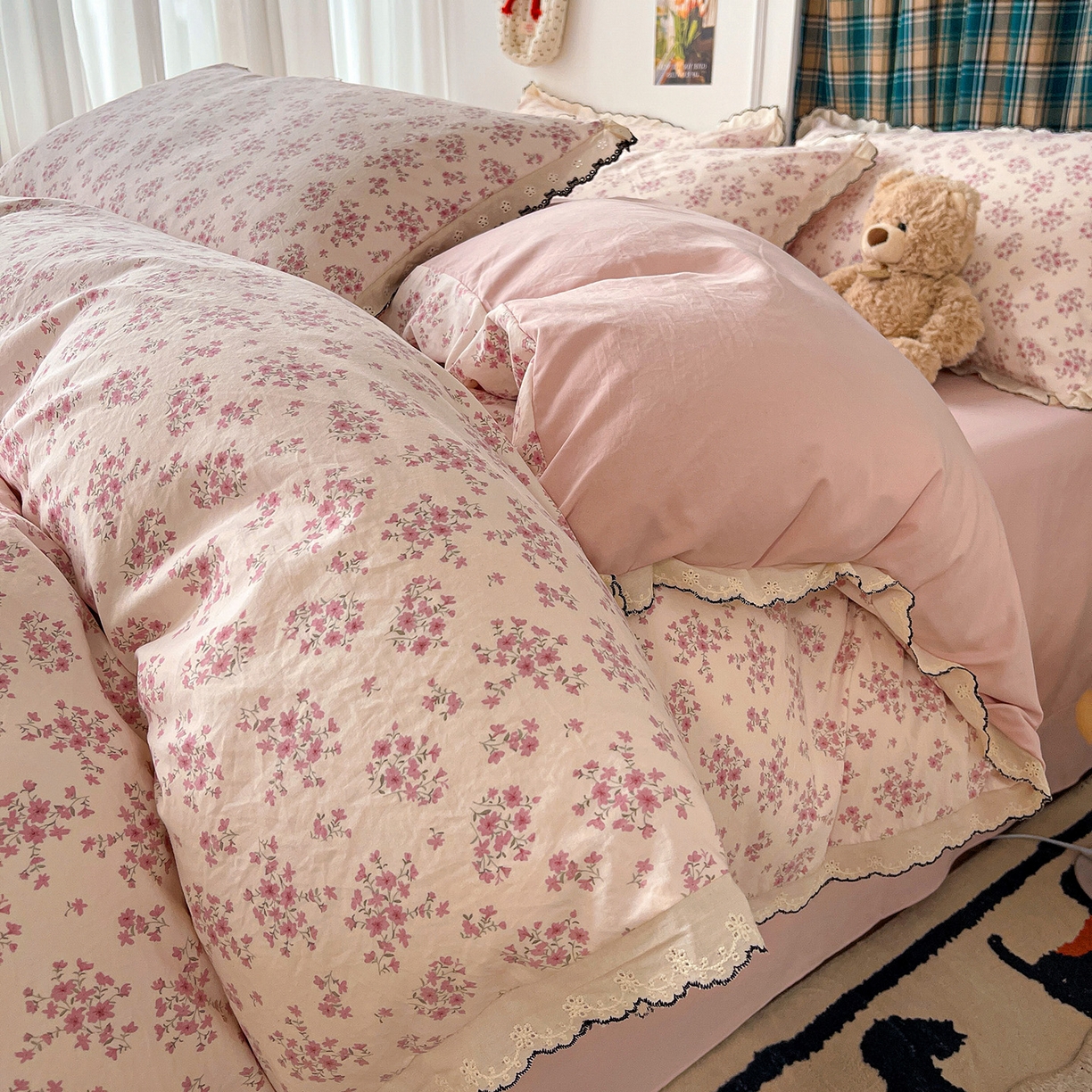 91家纺网 家纺一手货源 找家纺 （总）金梦拉家纺 2026春夏新款古法水洗棉花边系列四件套