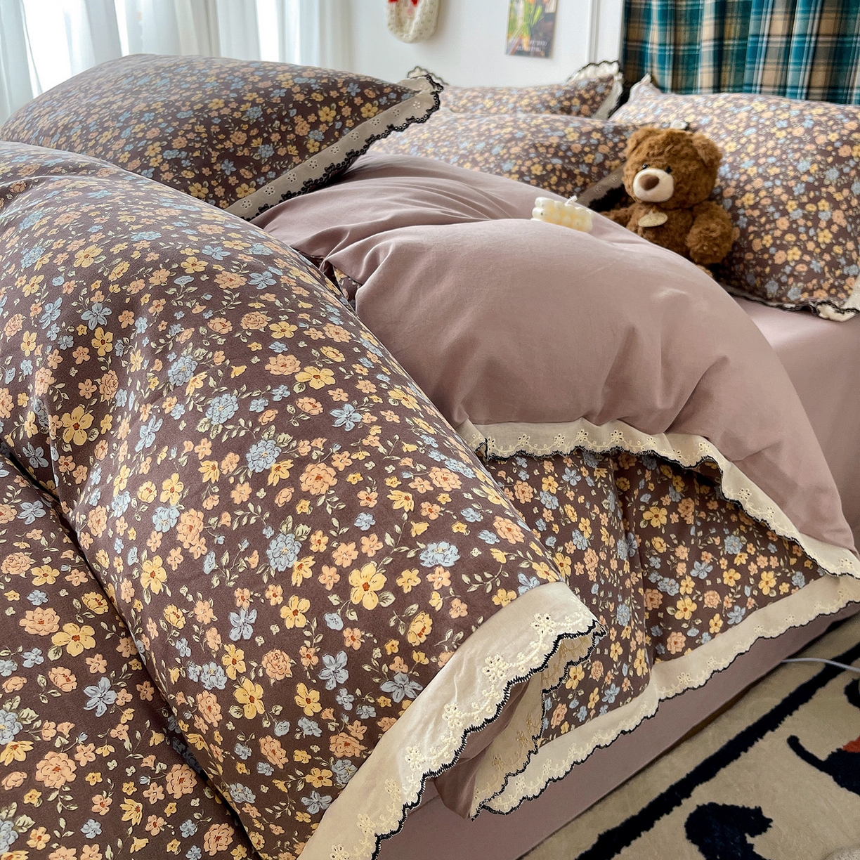 91家纺网 家纺一手货源 找家纺 （总）金梦拉家纺 2026春夏新款古法水洗棉花边系列四件套