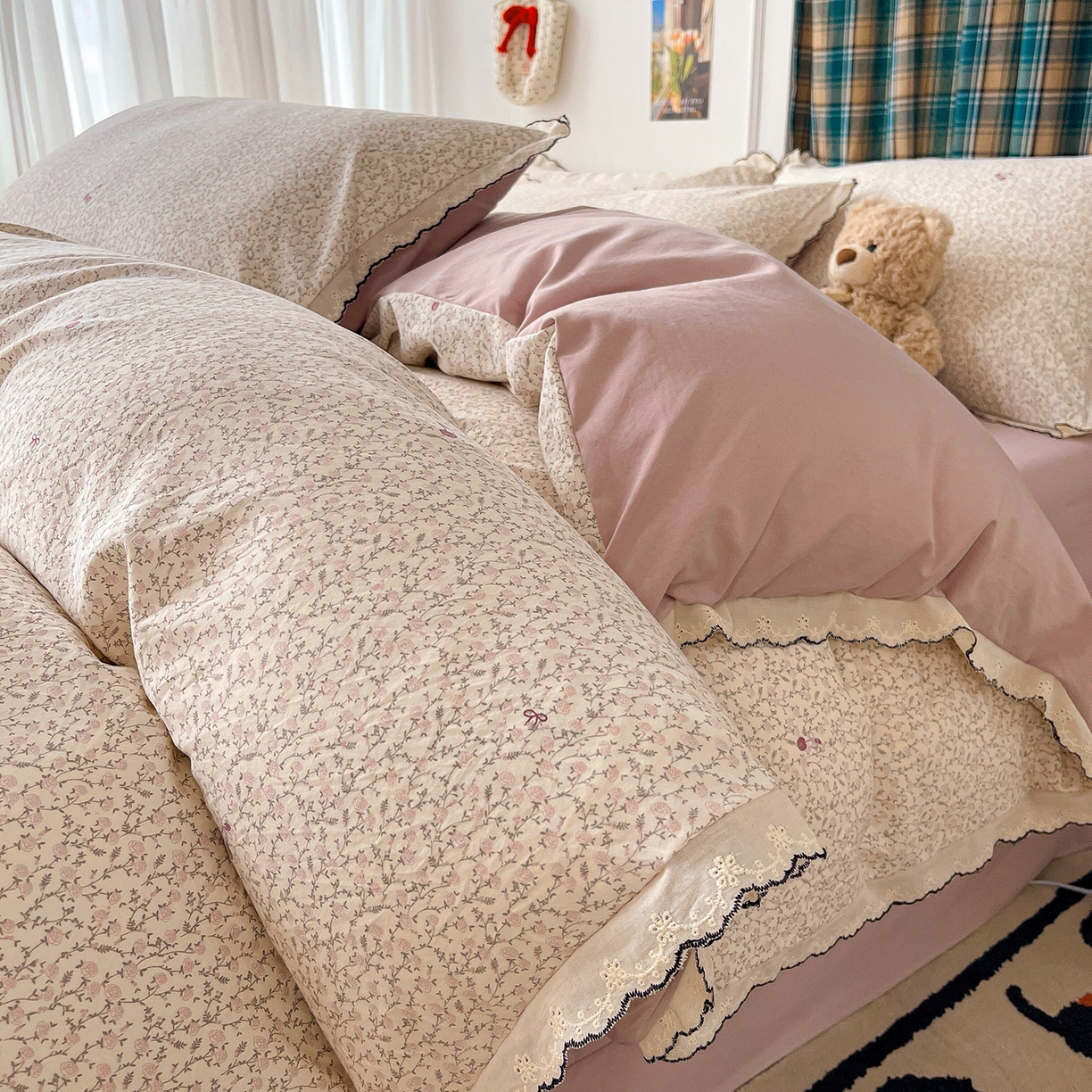 91家纺网 家纺一手货源 找家纺 （总）金梦拉家纺 2026春夏新款古法水洗棉花边系列四件套