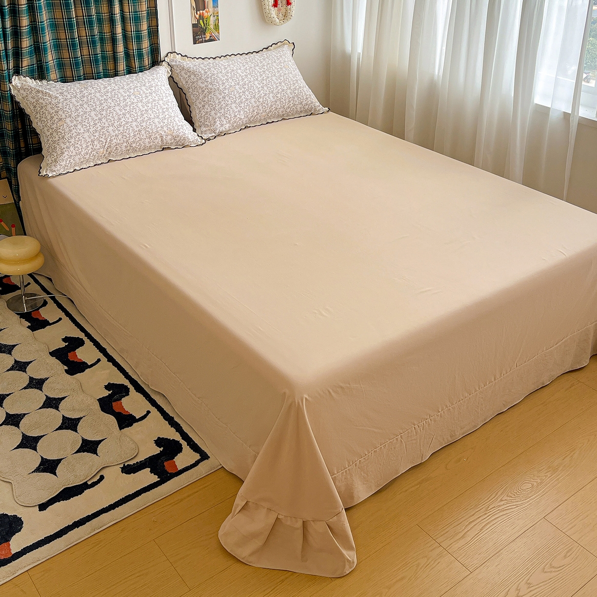 91家纺网 家纺一手货源 找家纺 金梦拉家纺 2026春夏新款古法水洗棉花边系列四件套 花边-锦瑟