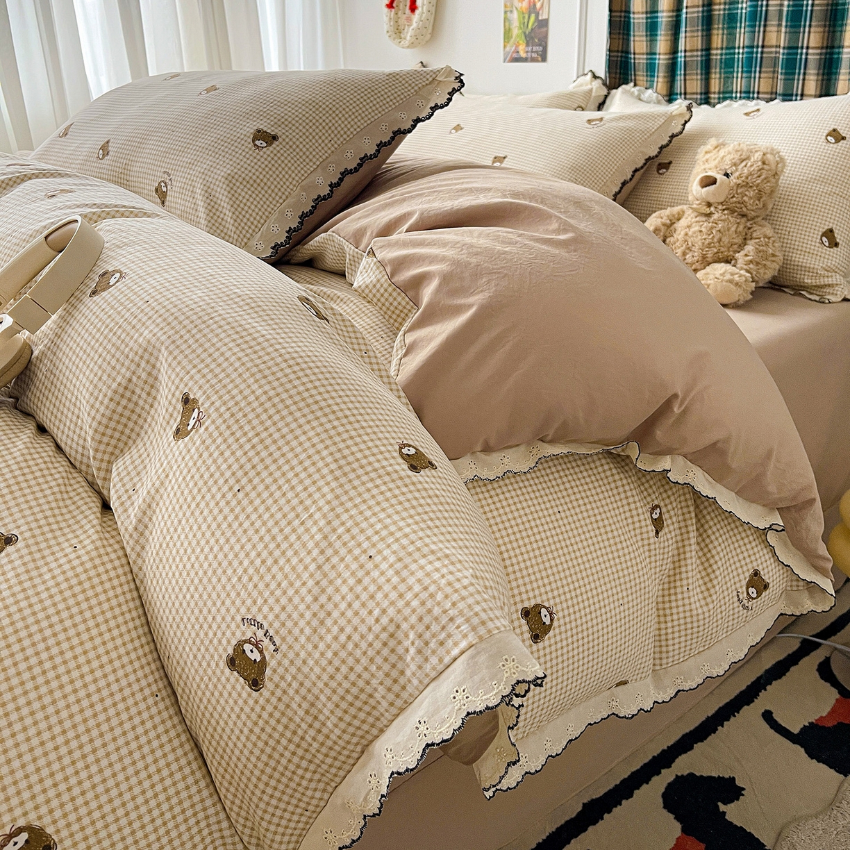 91家纺网 家纺一手货源 找家纺 （总）金梦拉家纺 2026春夏新款古法水洗棉花边系列四件套