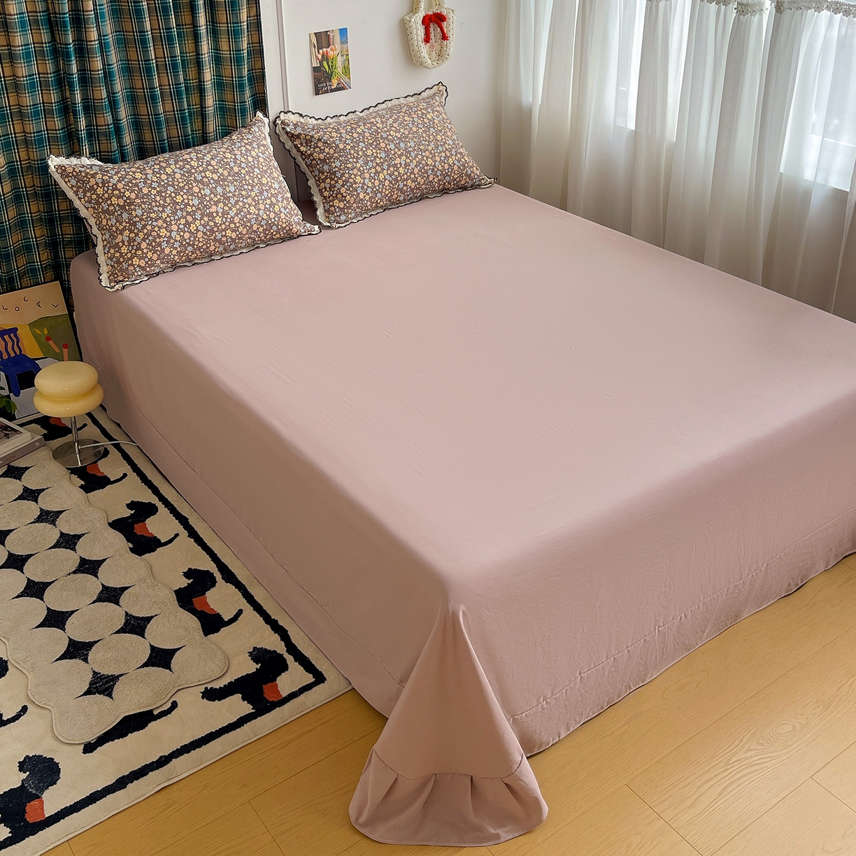 91家纺网 家纺一手货源 找家纺 金梦拉家纺 2026春夏新款古法水洗棉花边系列四件套 花边-一路繁花