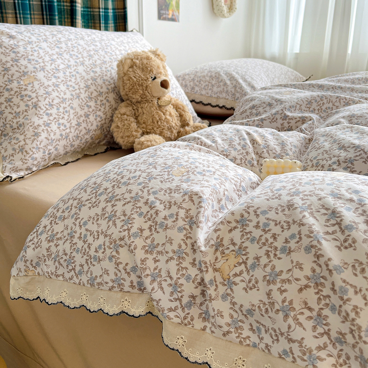 91家纺网 家纺一手货源 找家纺 金梦拉家纺 2026春夏新款古法水洗棉花边系列四件套 花边-锦瑟