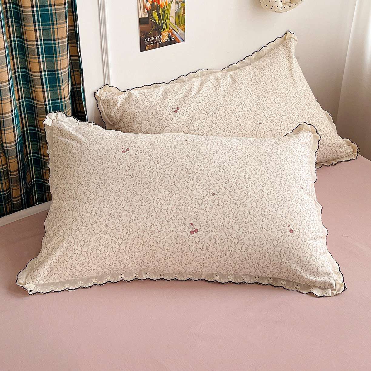 91家纺网 家纺一手货源 找家纺 金梦拉家纺 2026春夏新款古法水洗棉花边系列四件套 花边-春满园