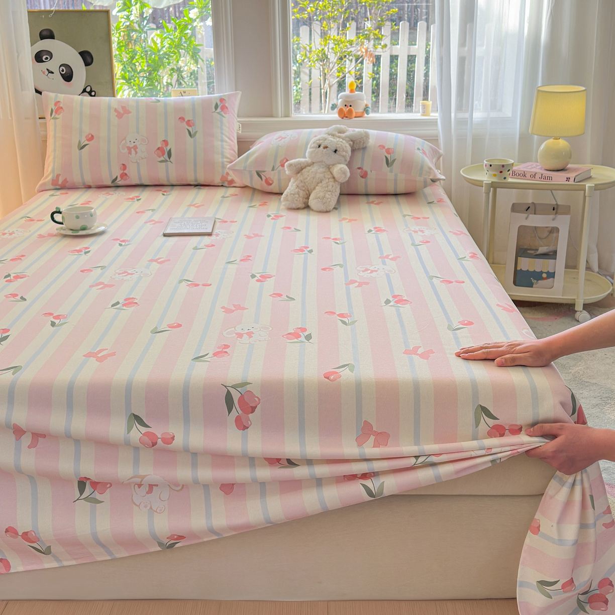 91家纺网 家纺一手货源 找家纺 莱登卡奴 2026新款A类100%全棉纯棉老粗布单床单系列 冰淇淋