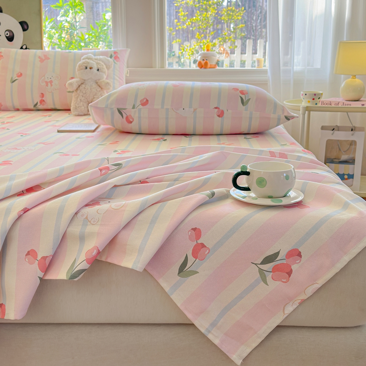 91家纺网 家纺一手货源 找家纺 莱登卡奴 2026新款A类100%全棉纯棉老粗布单床单系列 冰淇淋