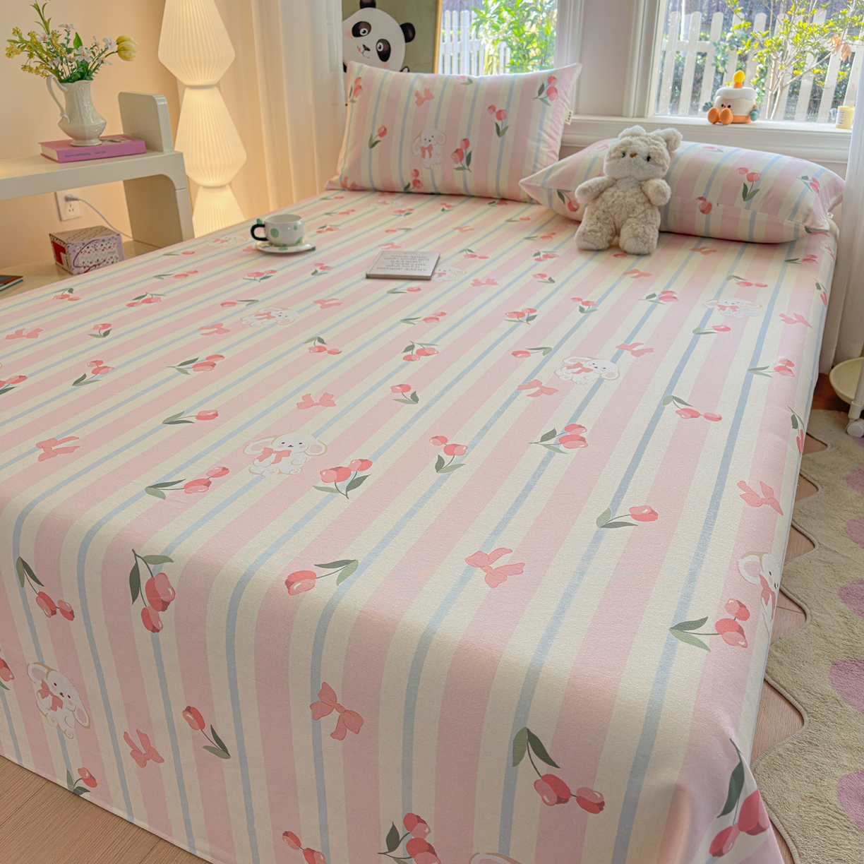 91家纺网 家纺一手货源 找家纺 莱登卡奴 2026新款A类100%全棉纯棉老粗布单床单系列 冰淇淋