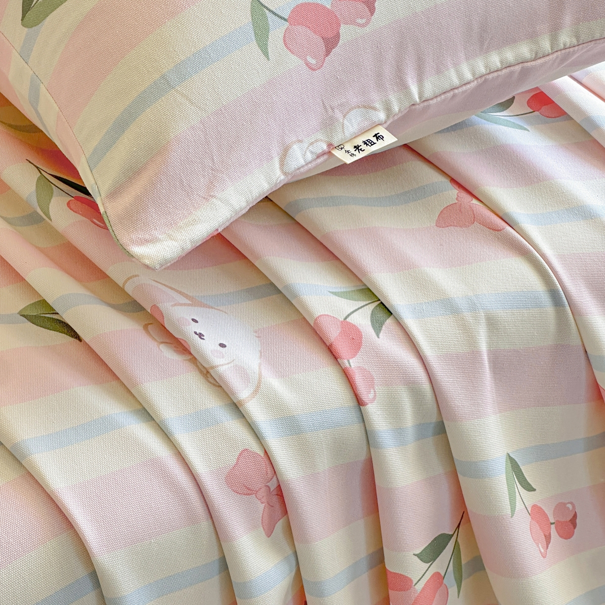 91家纺网 家纺一手货源 找家纺 莱登卡奴 2026新款A类100%全棉纯棉老粗布单床单系列 冰淇淋