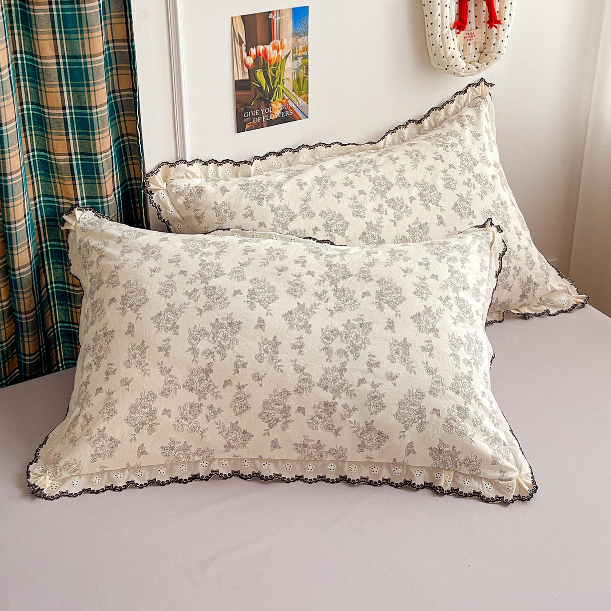 91家纺网 家纺一手货源 找家纺 金梦拉家纺 2026春夏新款古法水洗棉花边系列四件套 花边-素卉