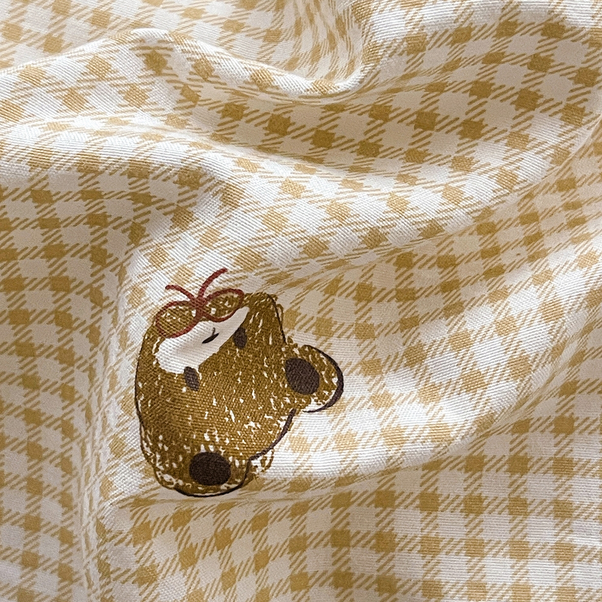 91家纺网 家纺一手货源 找家纺 金梦拉家纺 2026春夏新款古法水洗棉花边系列四件套 花边-可爱小熊